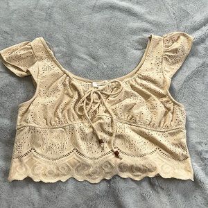 Urban Romantics Cream Boho Crop Top